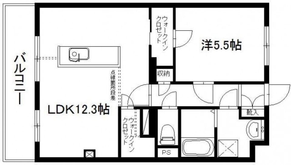 個性的。土間風リビングの間取り図