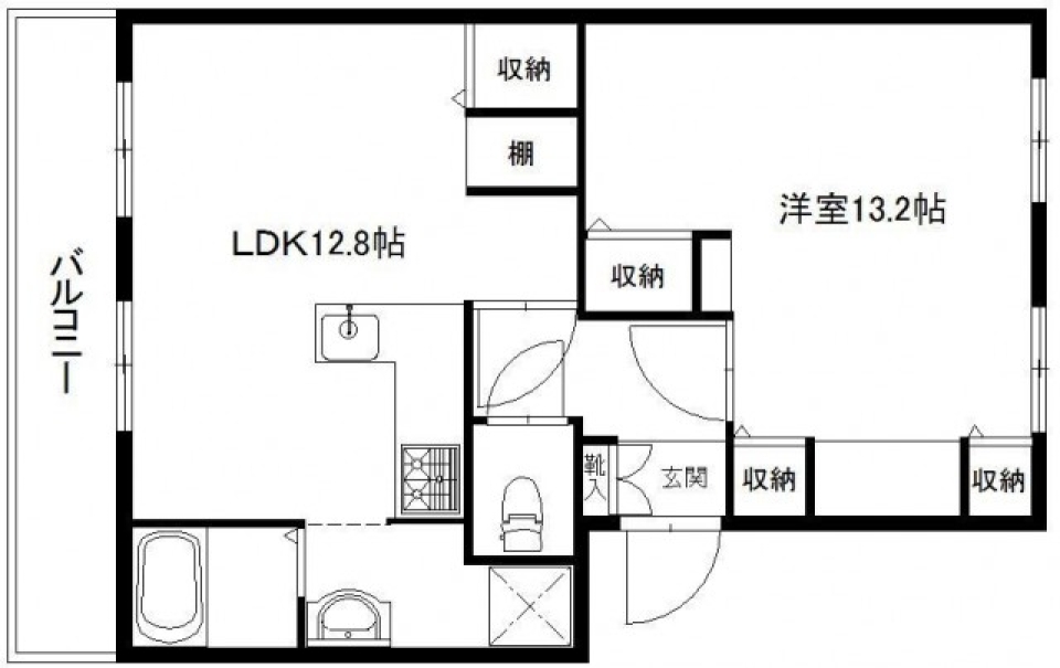 ペットが眺めたＬ字キッチンに立つアナタ。の間取り図