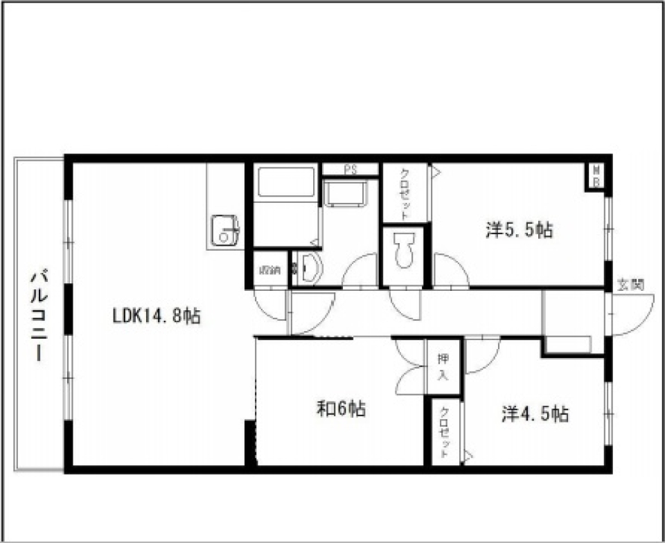 落ち着いた住宅街の3LDK、ご家族でも快適に生活できます！の間取り図