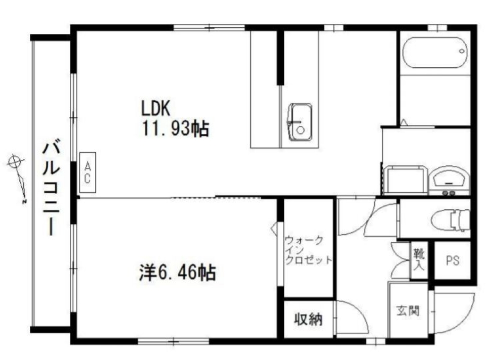 私とカウンターテーブルの間取り図