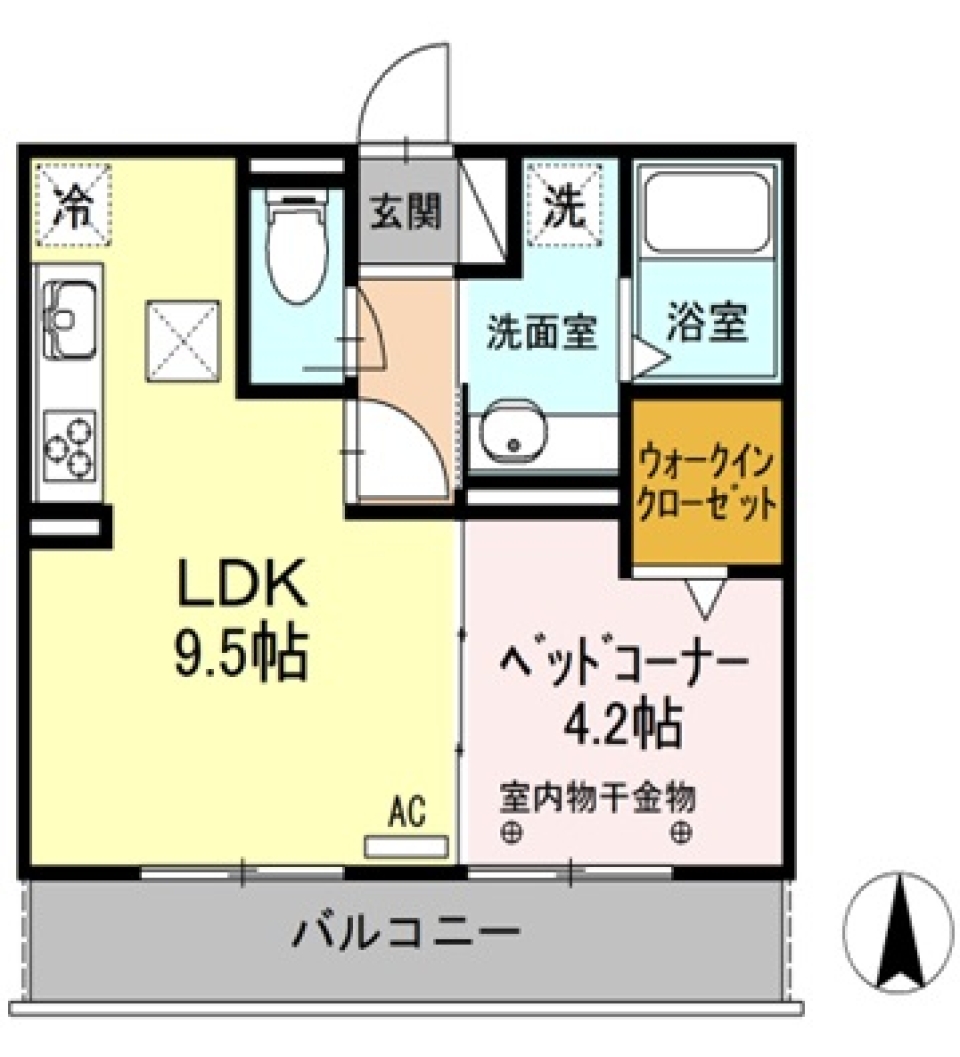 【キャンペーン賃料】新生活は愛犬と1LDKで。の間取り図