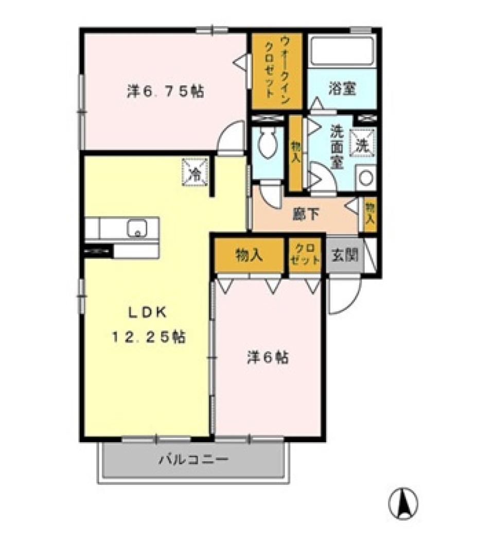 大きなバスルームと多彩な収納。の間取り図
