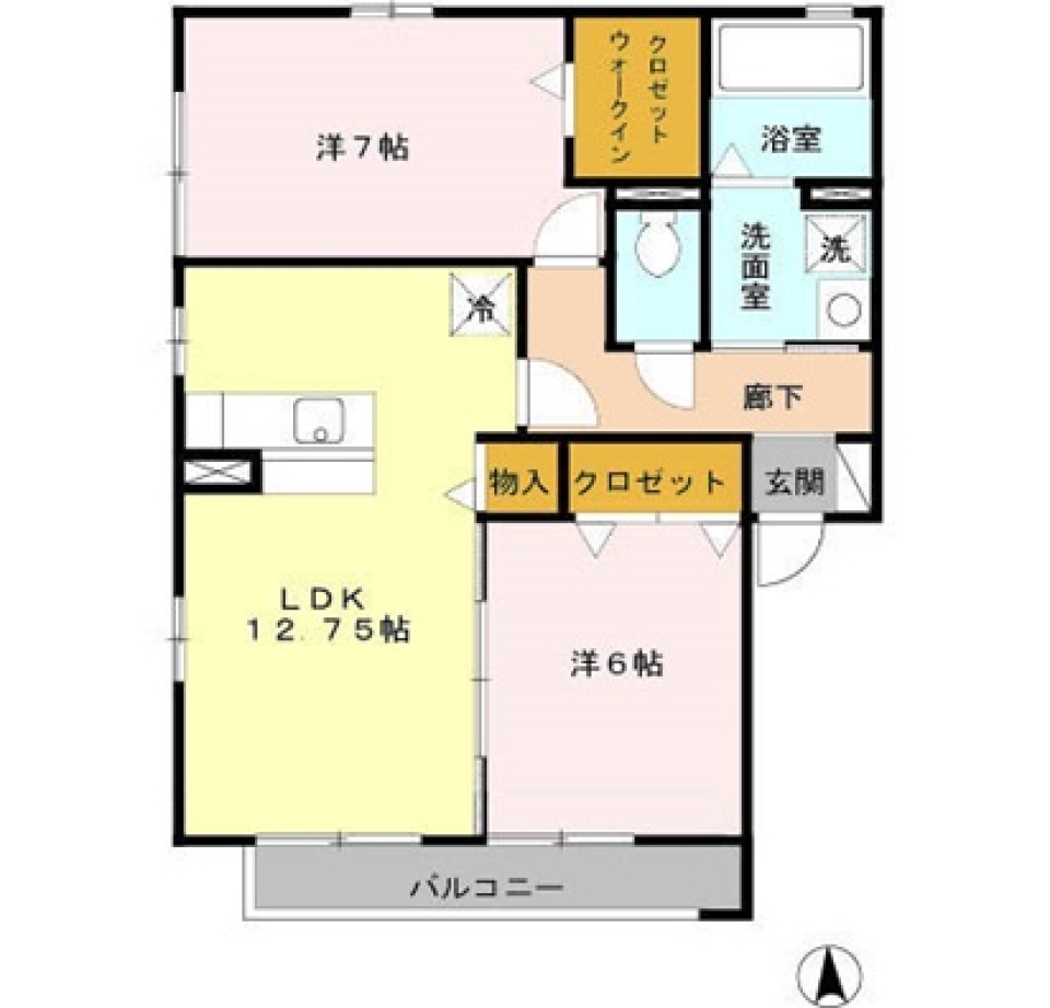 ナチュラルテイストでオープンなLDKでまったり気分の間取り図