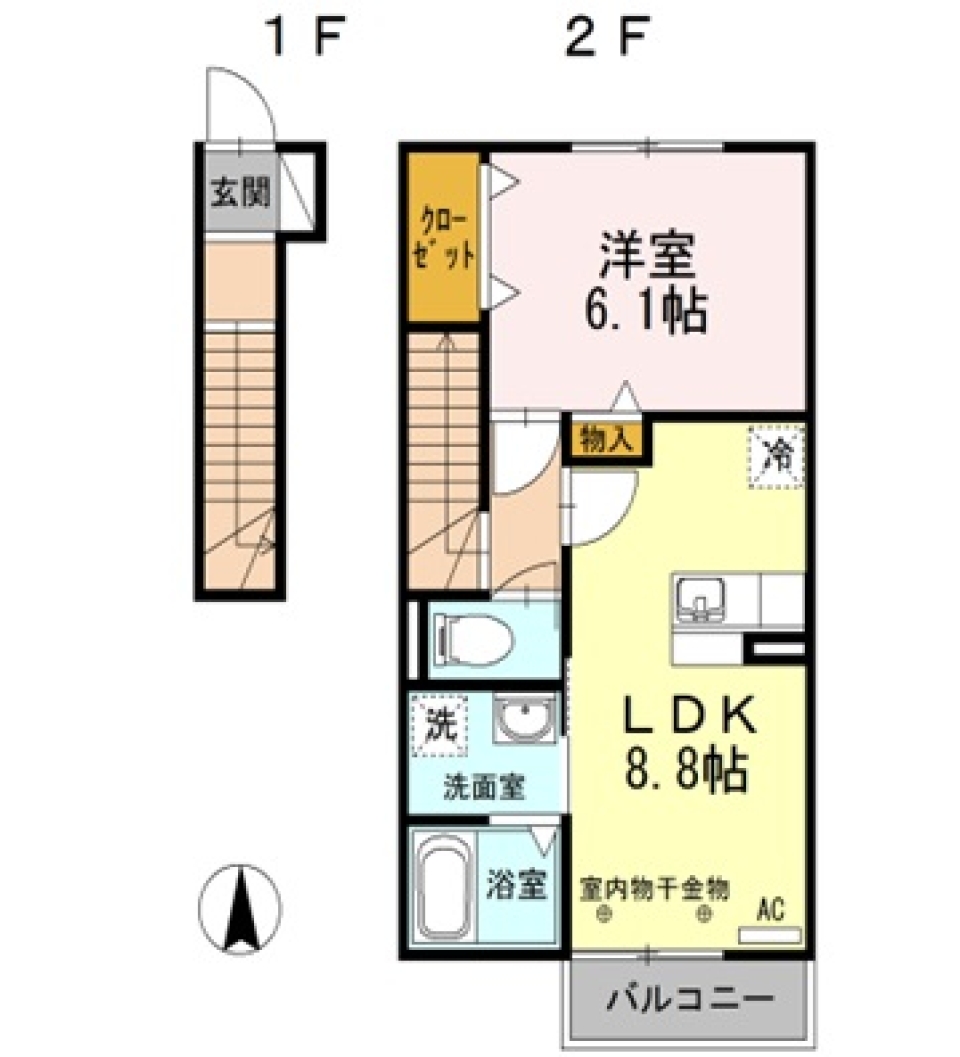 【キャンペーン賃料】2年だけ、2年...。　2F。の間取り図