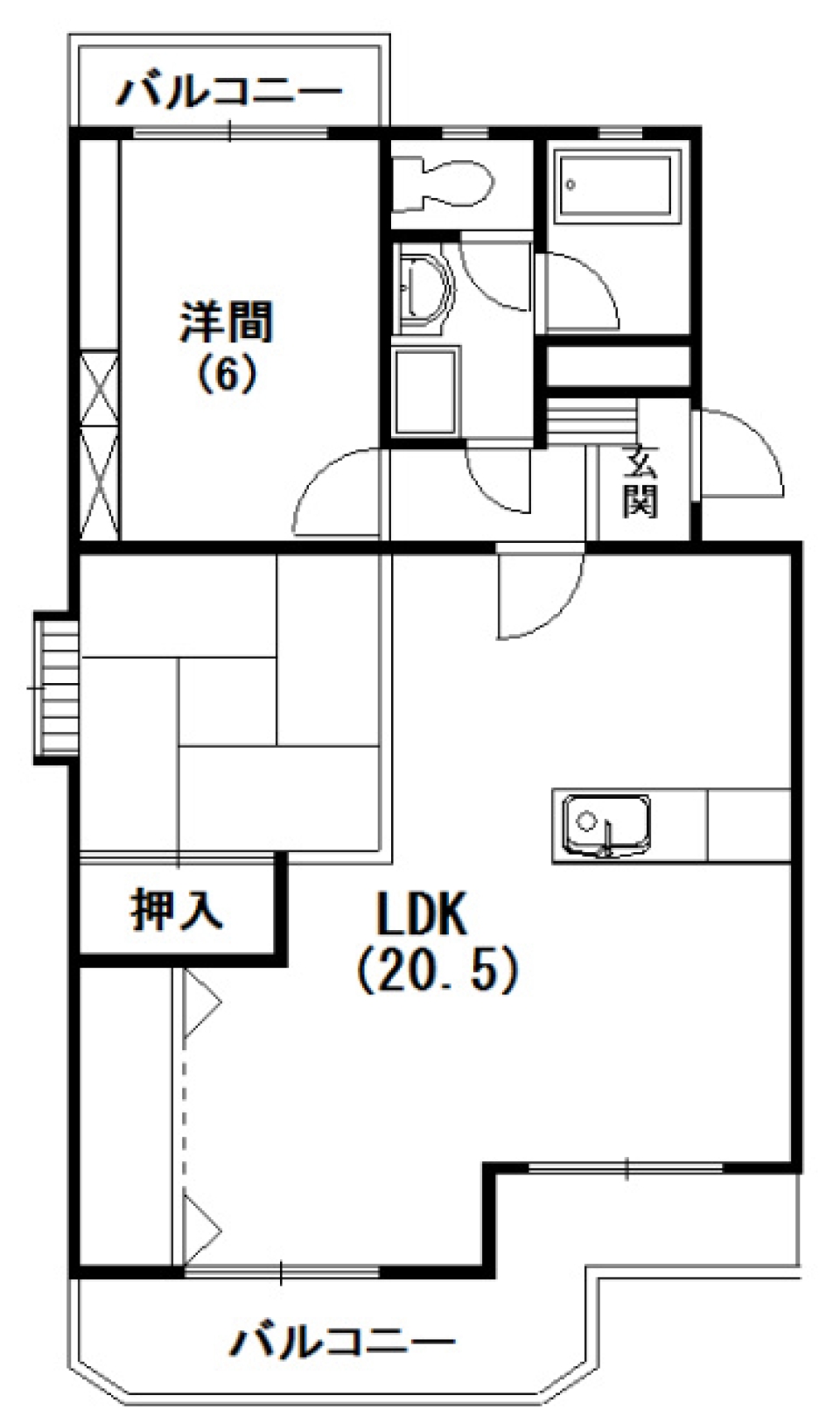 20.5帖リビングに和空間のちょい足しの間取り図