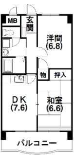 狭すぎず広すぎずちょうどいいサイズ感の２DK