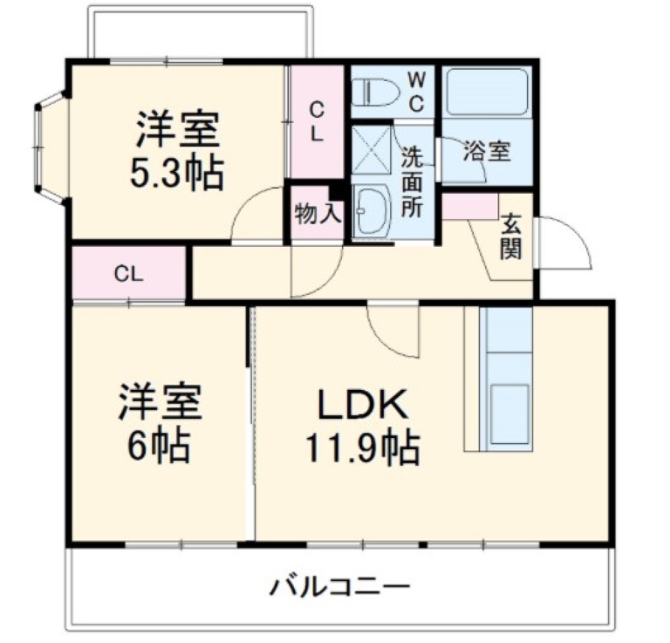角部屋のいいトコロ［ペット可］の間取り図