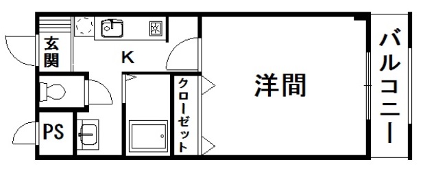 1Kの間取り図。