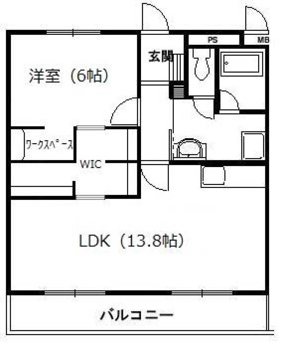 在宅ワーク用デスク付き！働き方改革！桜色のキッチンとともにの間取り図
