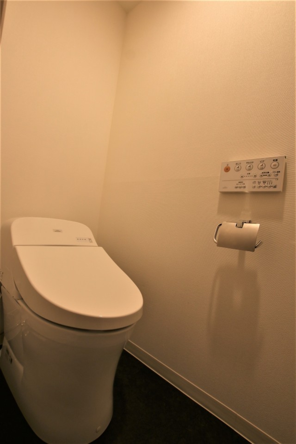 トイレはスマートにタンクレスです。棚があるので本読みこんじゃいそう