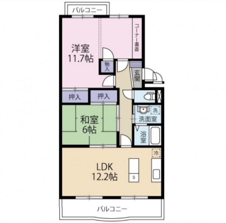 日の当たる書斎で自分だけのワークデスク。の間取り図
