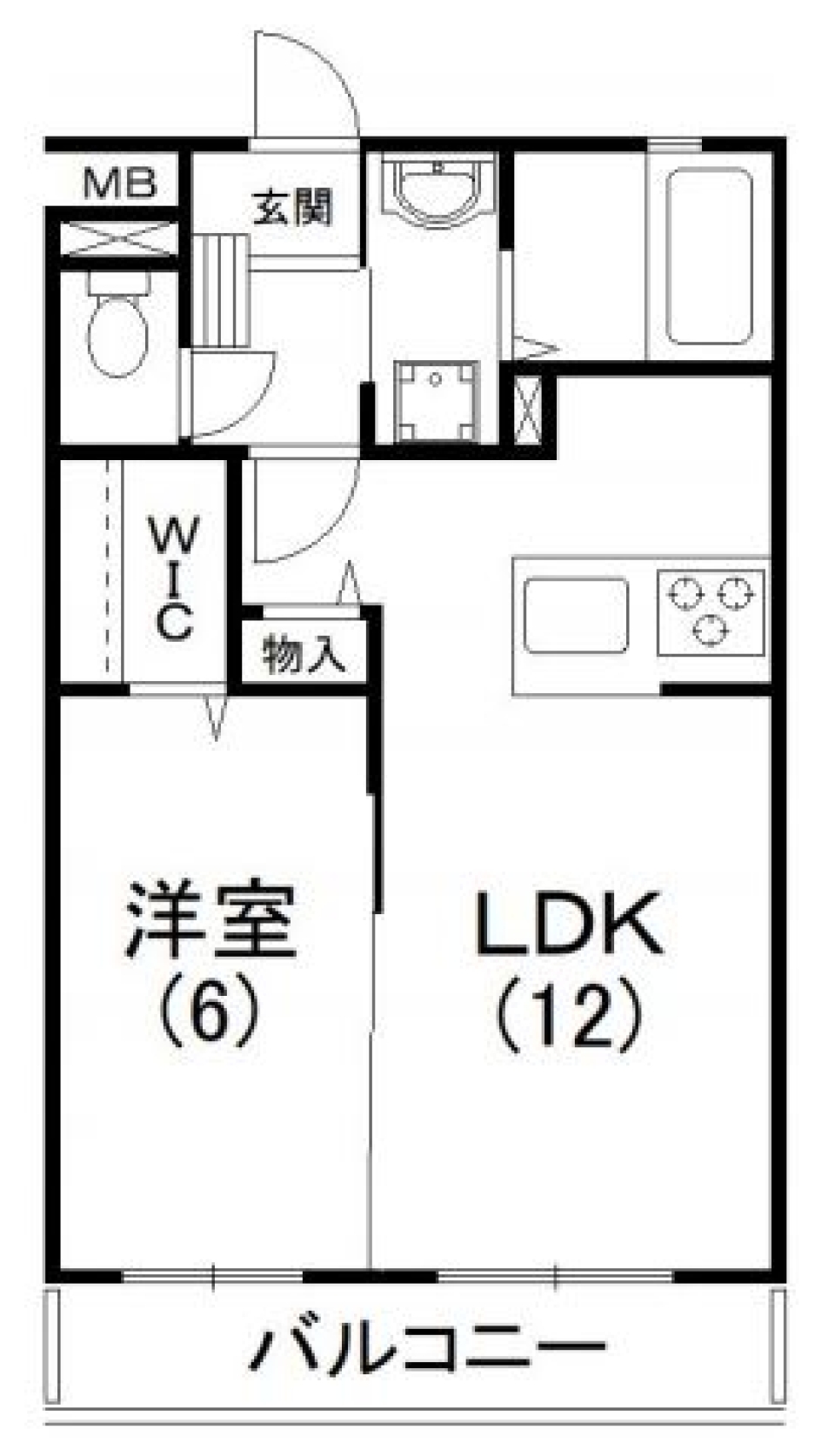 赤いキッチンの素敵なお部屋の間取り図