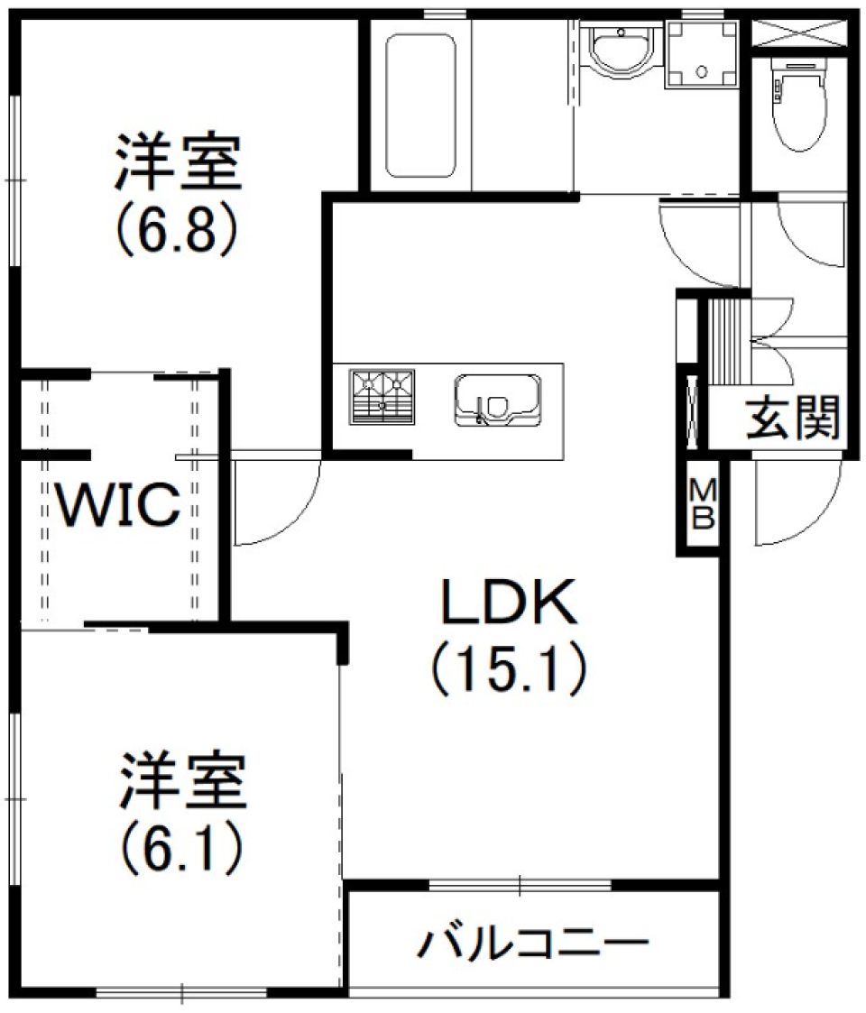 こっちの部屋からあっちの部屋への間取り図