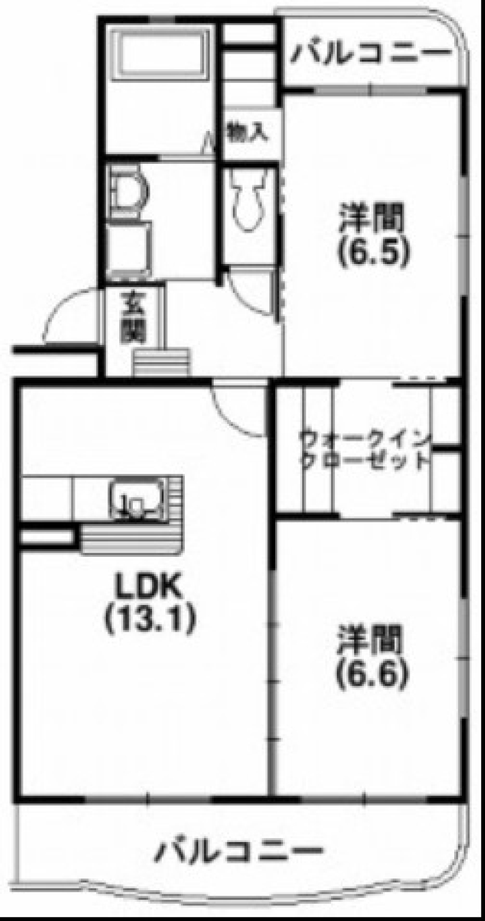 オシャレなバルコニーで優雅に過ごすの間取り図