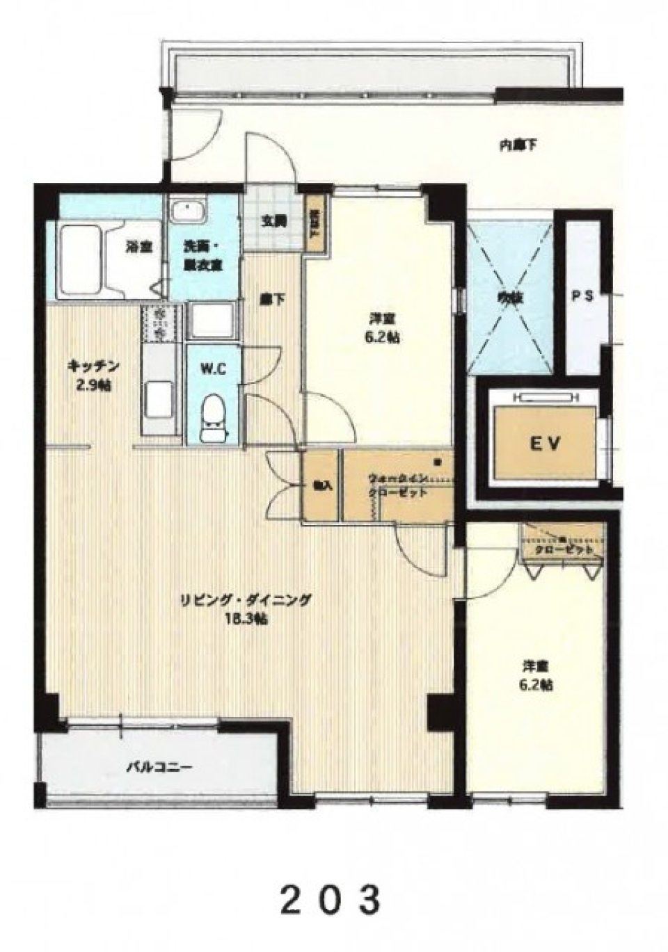 木の持つ温度を感じさせる部屋の間取り図