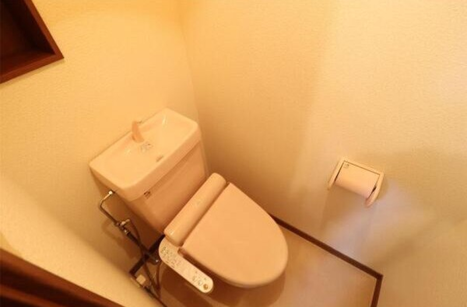 トイレはかわいい桜色。