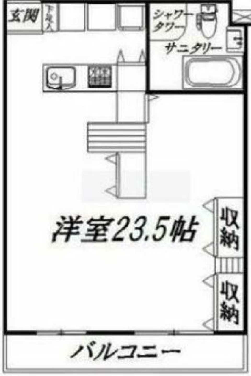 女性の憧れ、猫足バスタブのある明るいお部屋の間取り図