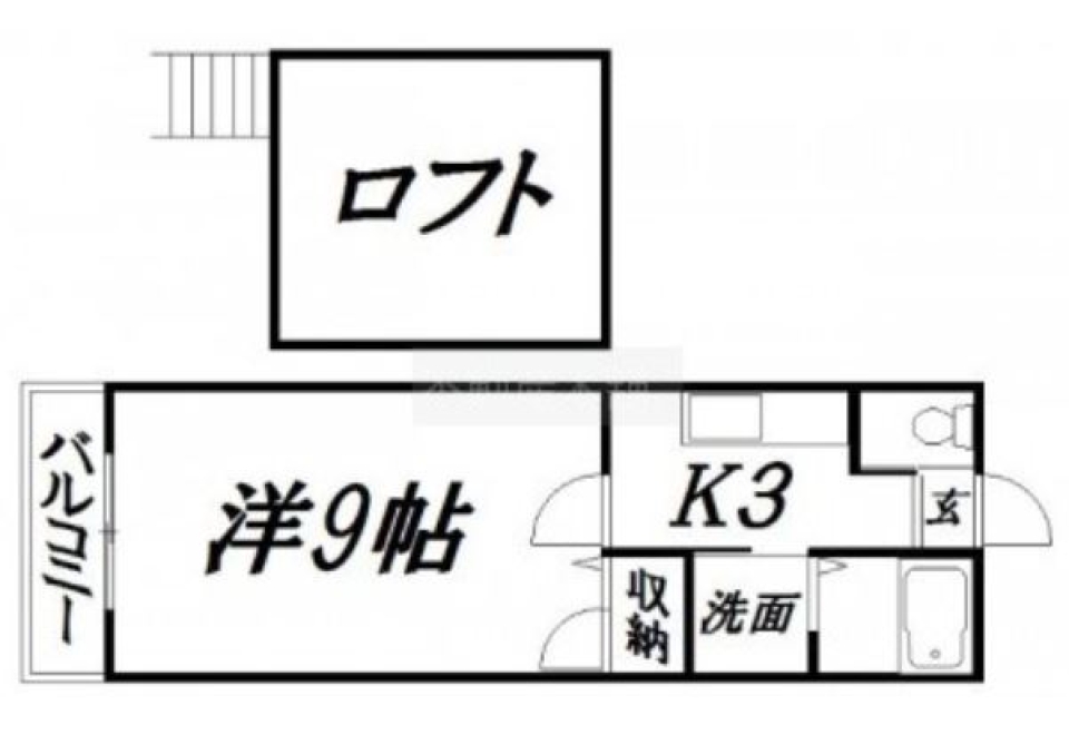 ロフトのあるお部屋での間取り図
