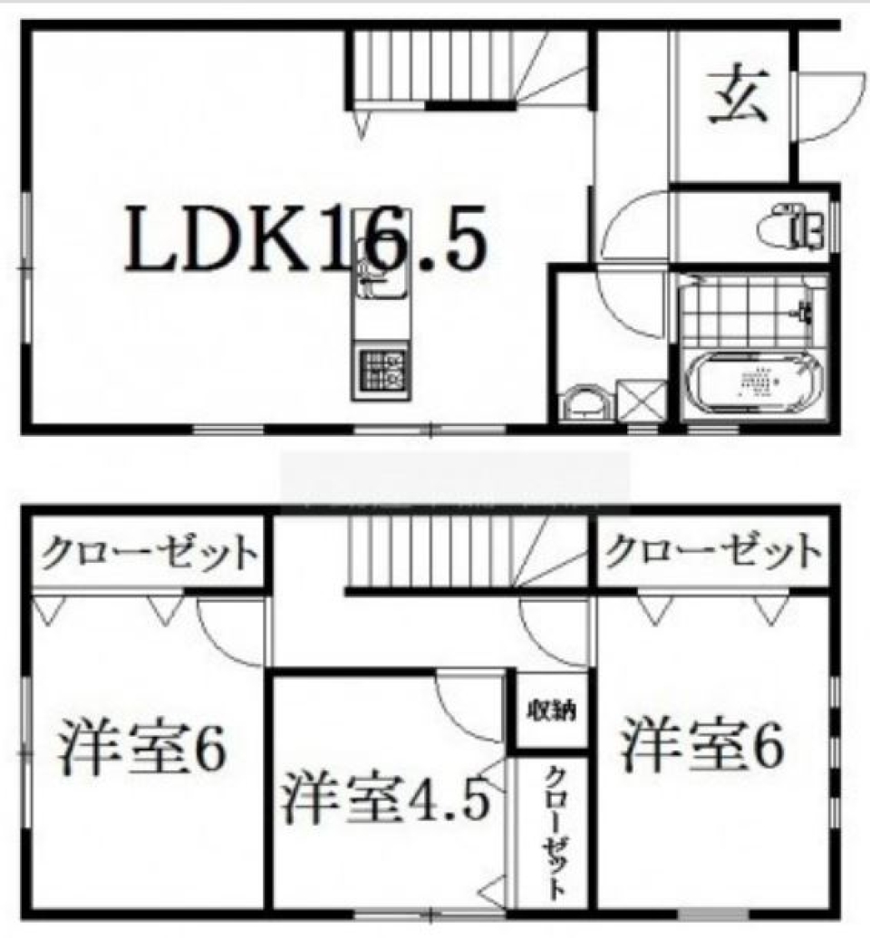緑に囲まれた生活の間取り図