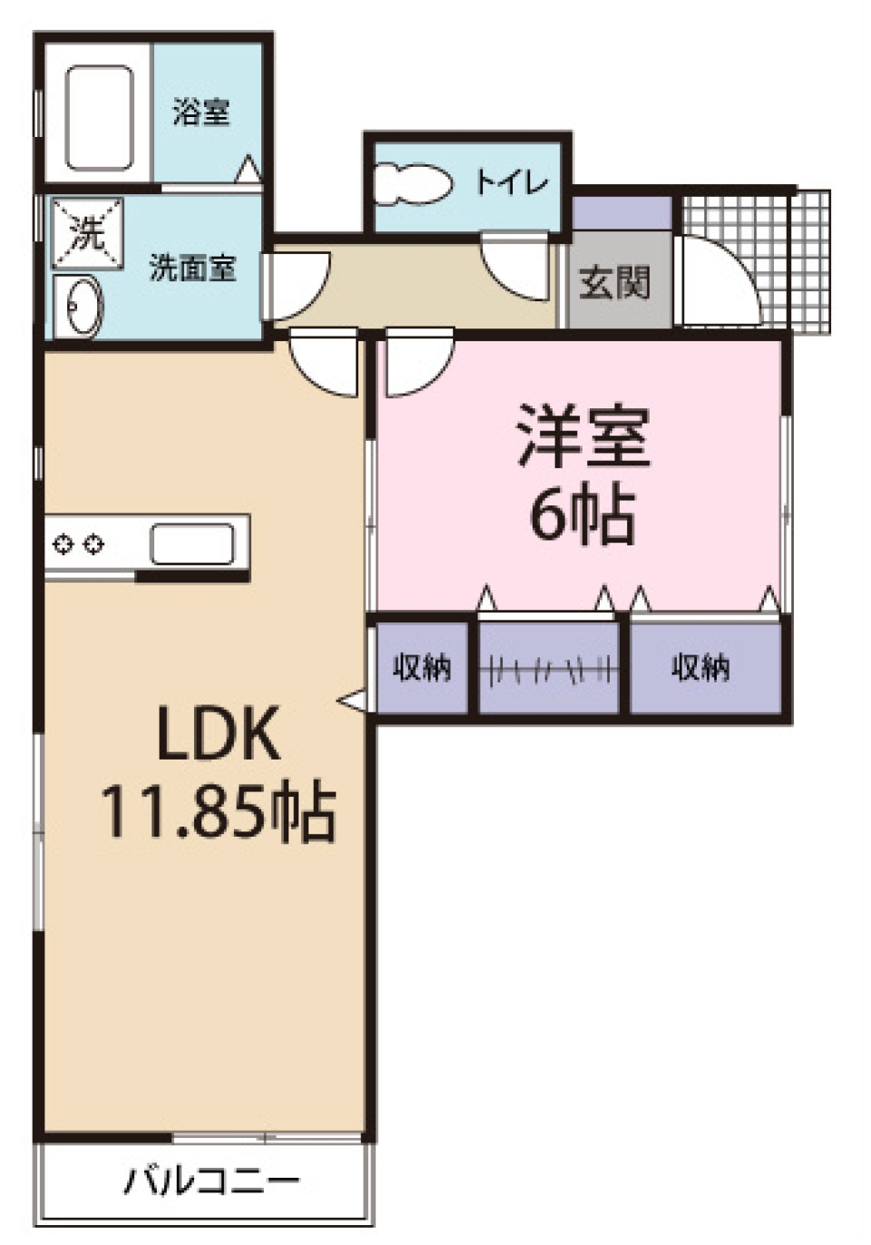すっきり清涼！青白アパート：1階の間取り図