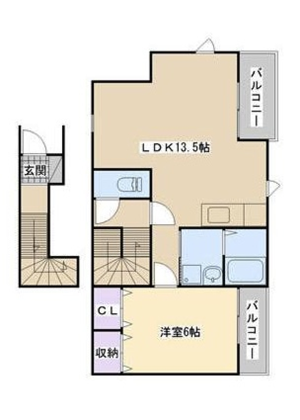 すっきり清涼！青白アパート：2階の間取り図