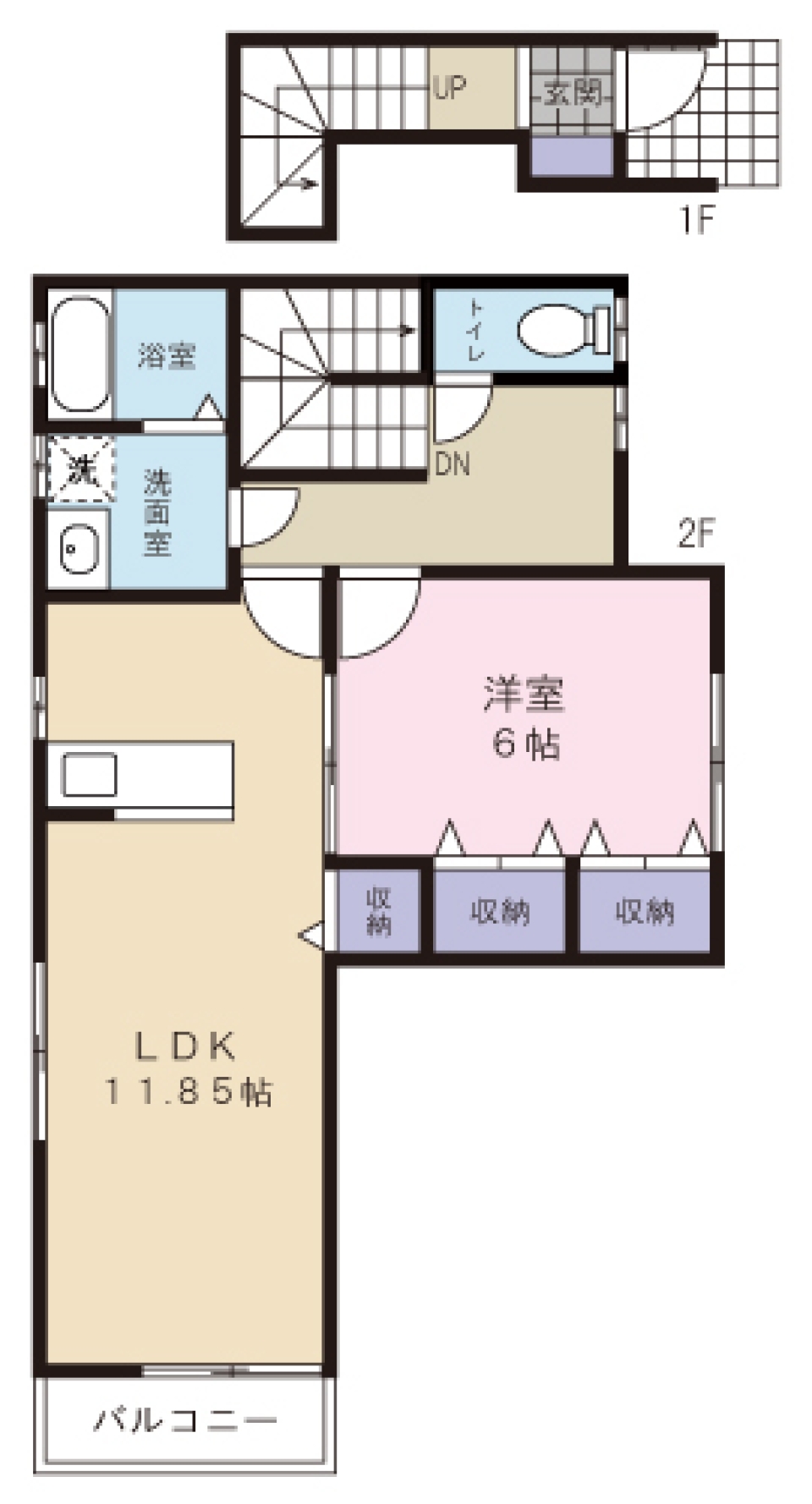 すっきり清涼！青白アパート：2階の間取り図