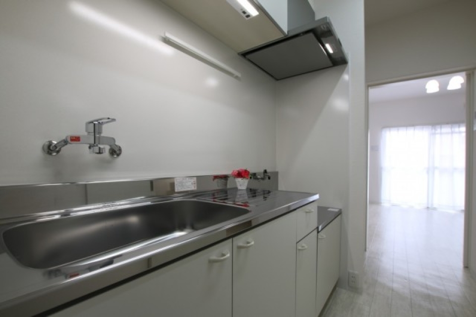 シンプルな造りのキッチン。