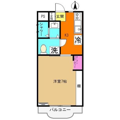 1Kの間取り図。