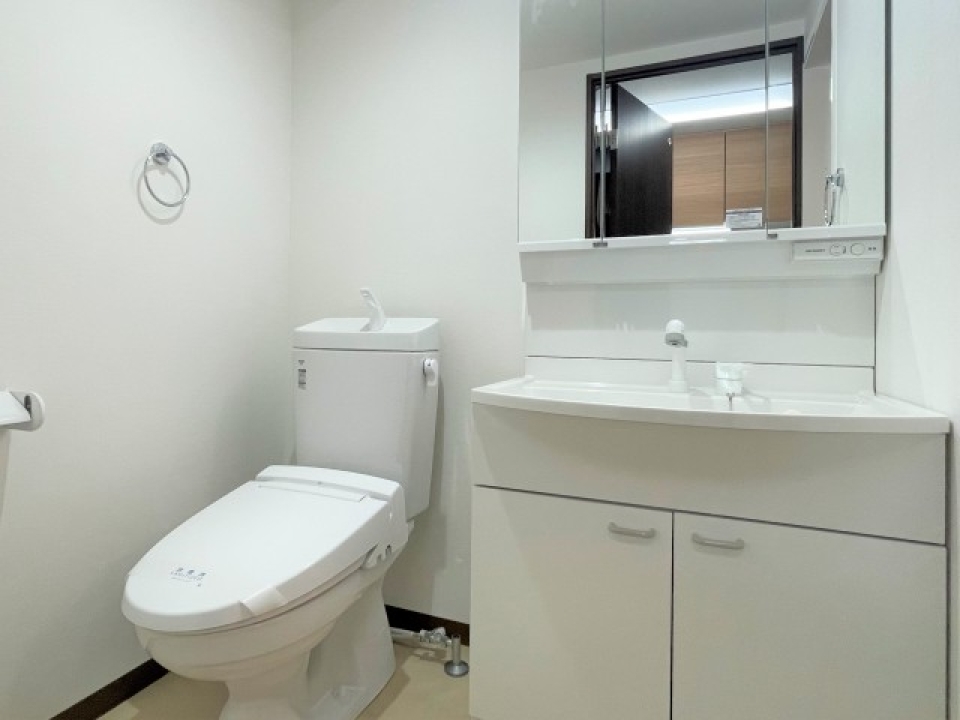 洗面台とトイレは仲良く横並び