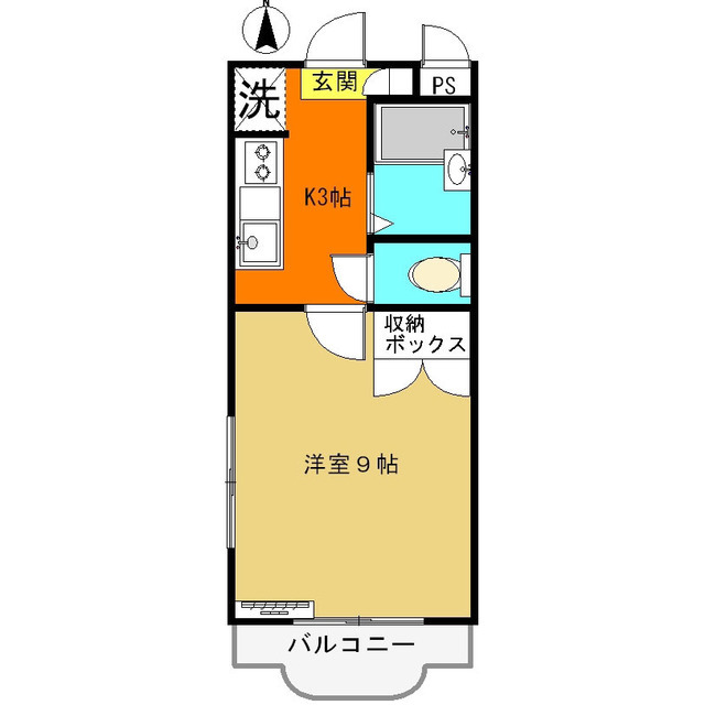 1Kの間取り図。