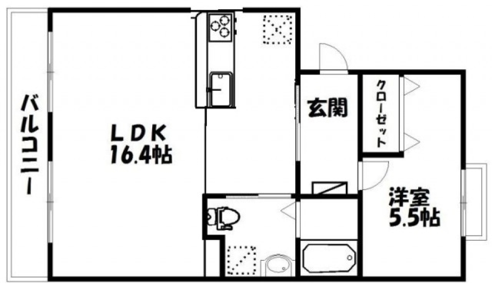 土間でつながるキッチンの間取り図