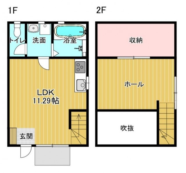 2階建てメゾネットの1LDK