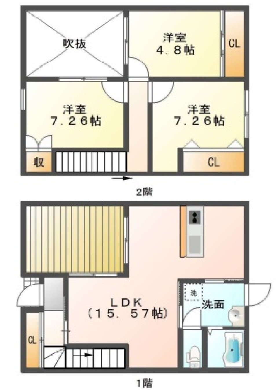 青空真下の白箱の間取り図