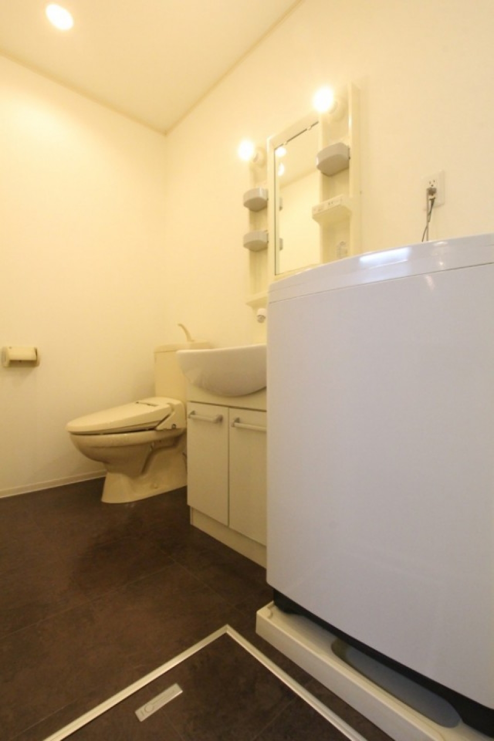 トイレ一体型のサニタリールーム。