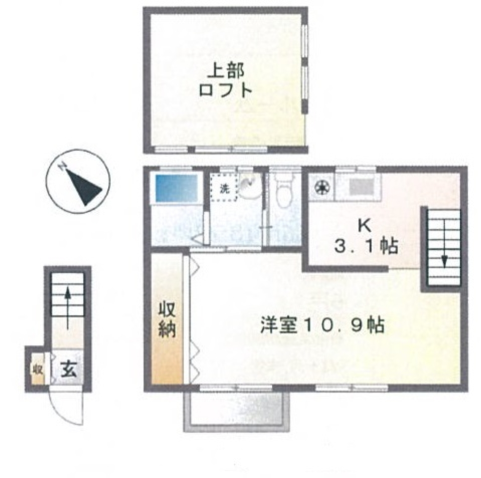 にゃんと素敵な高天井［ペット可］の間取り図