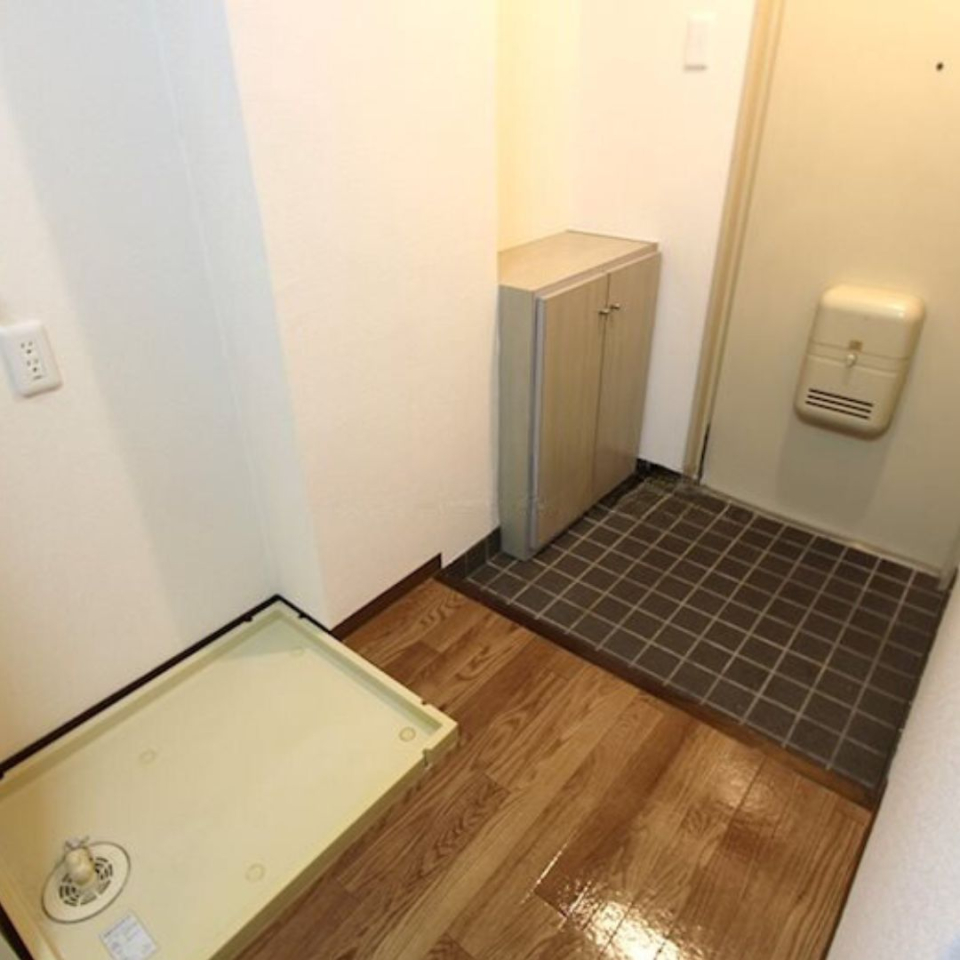 玄関の様子。コンパクトですがシューズボックスも付いています。