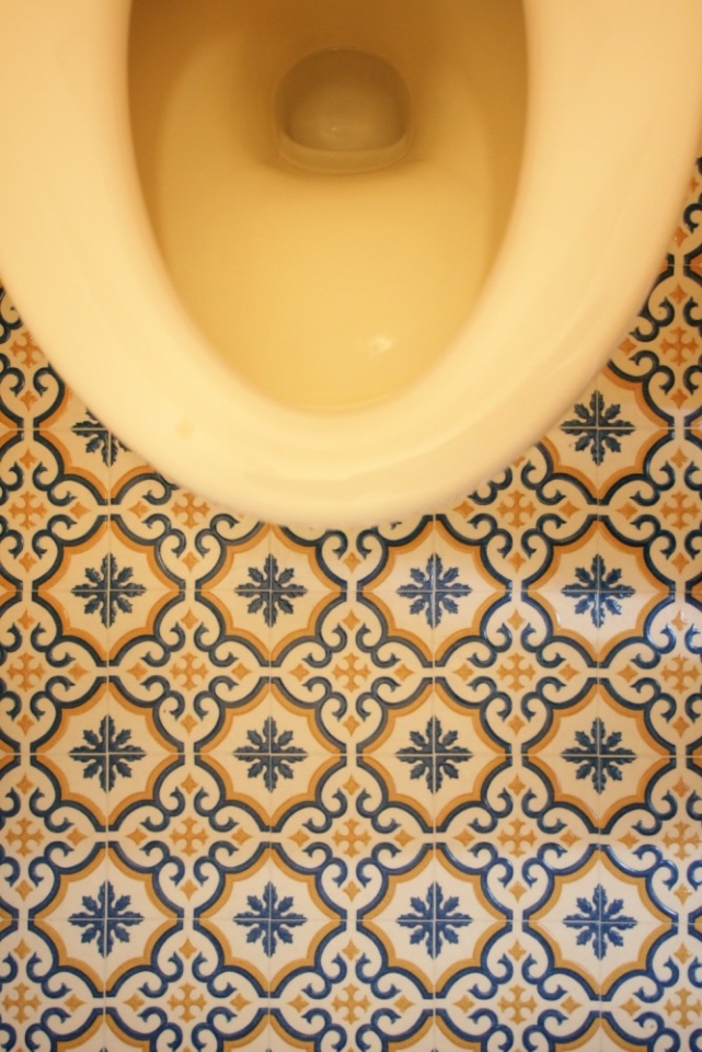 トイレの床はレトロ。