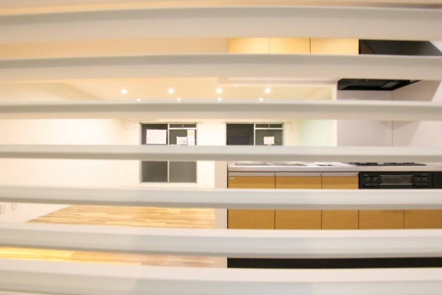 ルーバー越しにリビングを覗いてみた。