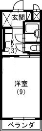 シンプルな1Kの間取り図。