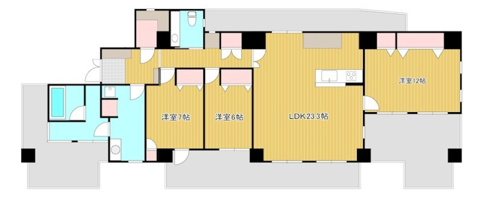 度肝を抜かれた！10階バルコニー付きお風呂で星空を楽しむの間取り図