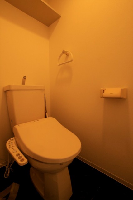 棚付きのトイレ。