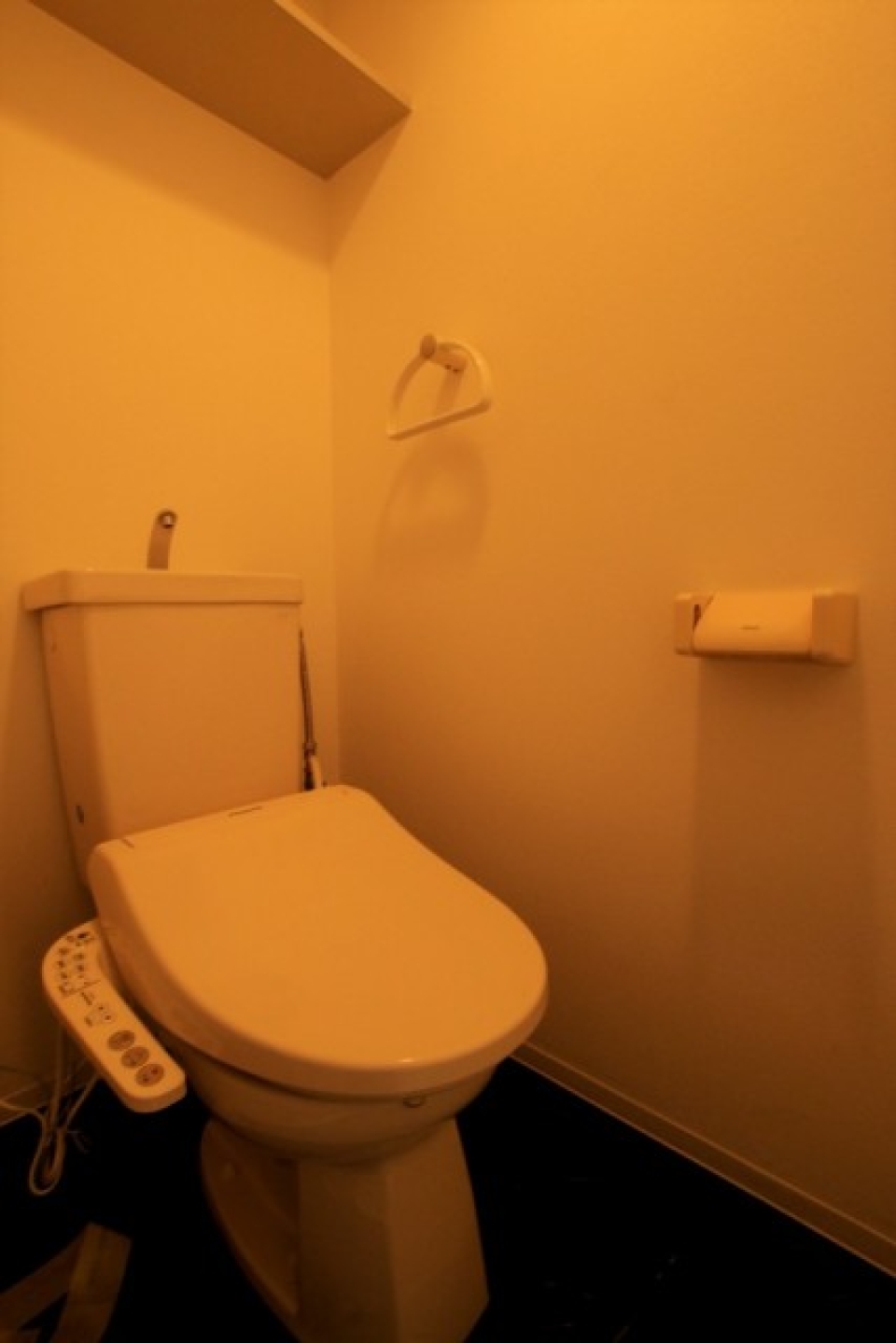 棚付きのトイレ。