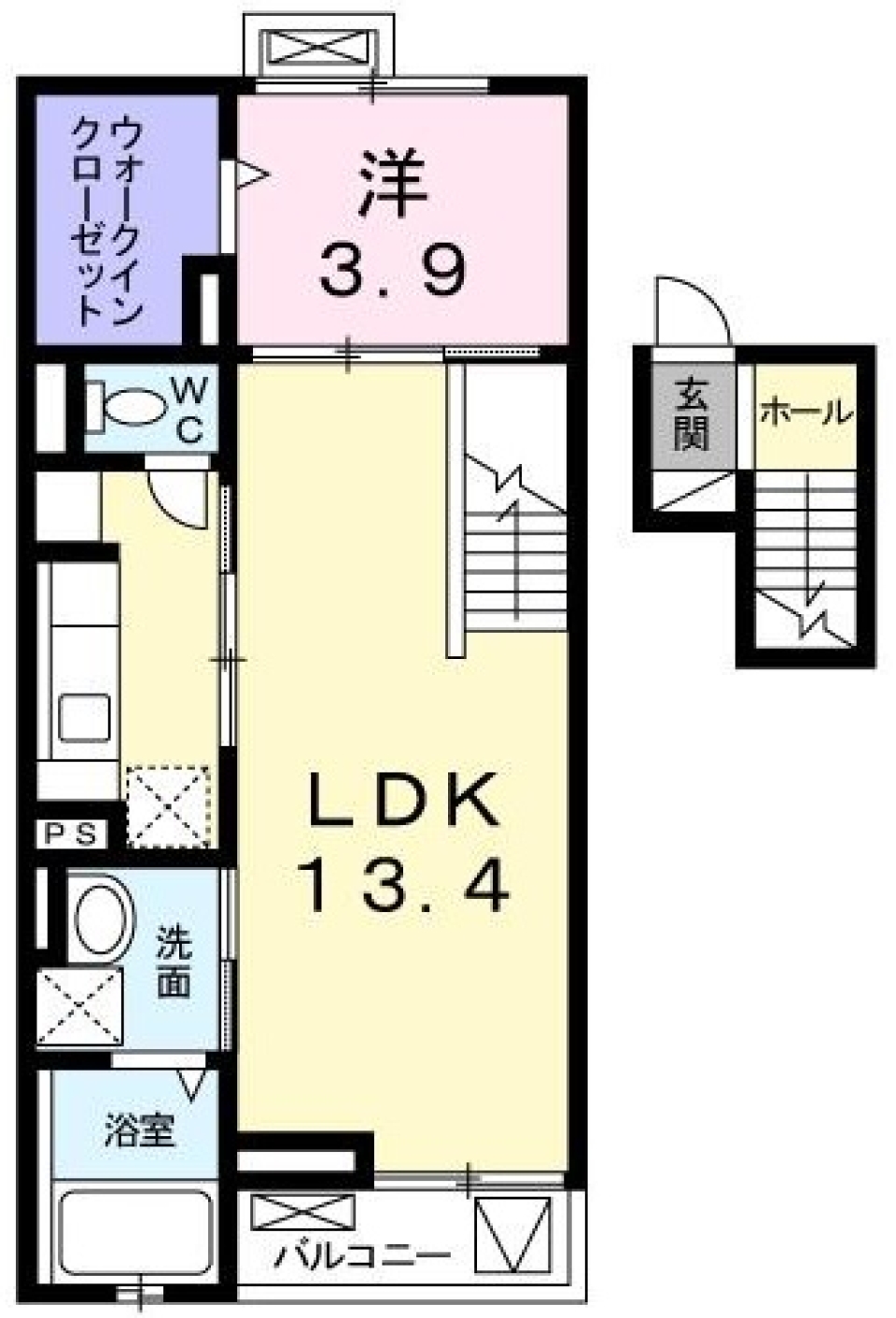 内階段を上ればそこに...。の間取り図