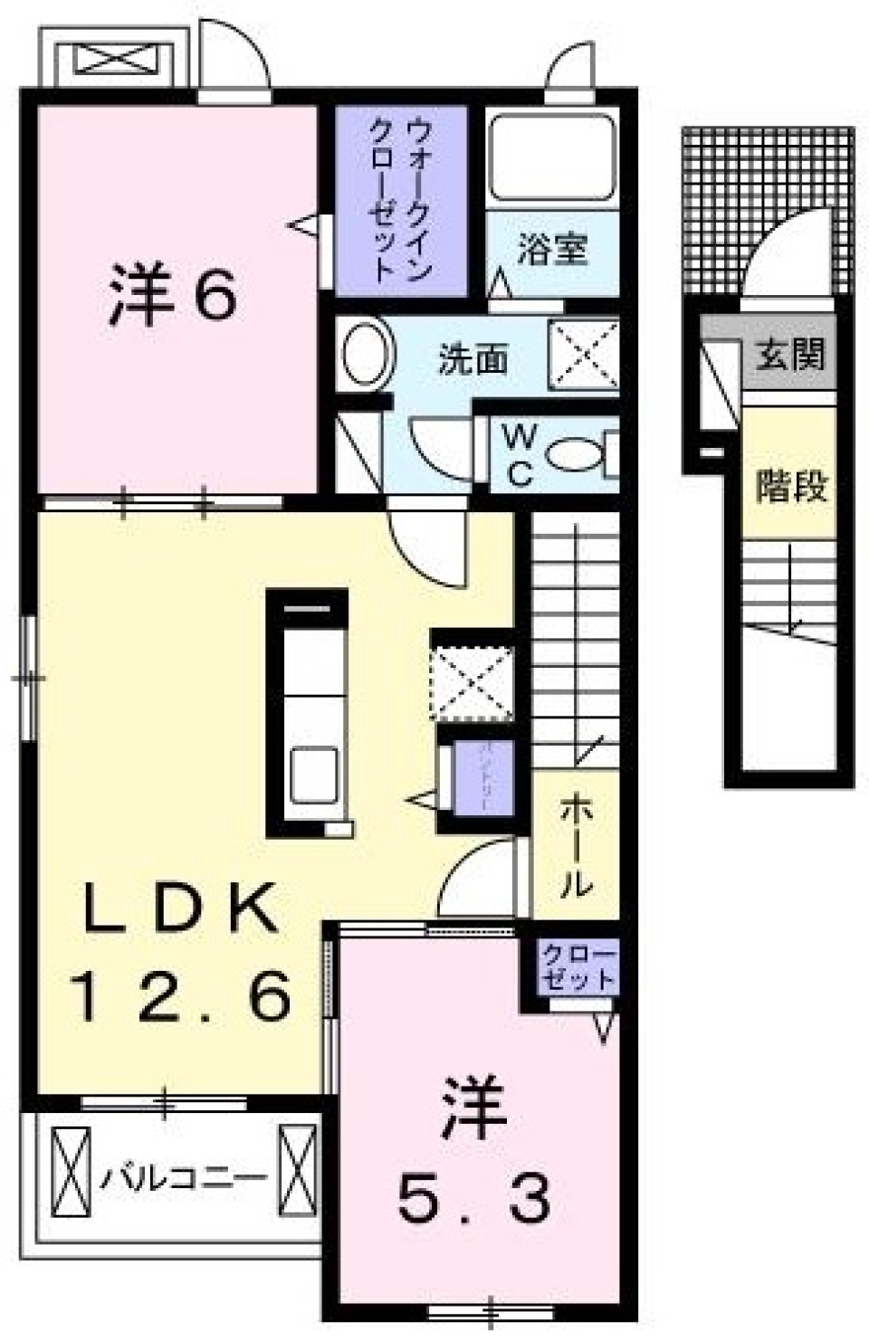 晴れて主役に大抜擢　２LDK。の間取り図