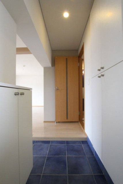 地中海のような印象の玄関。靴の収納にも困りません。