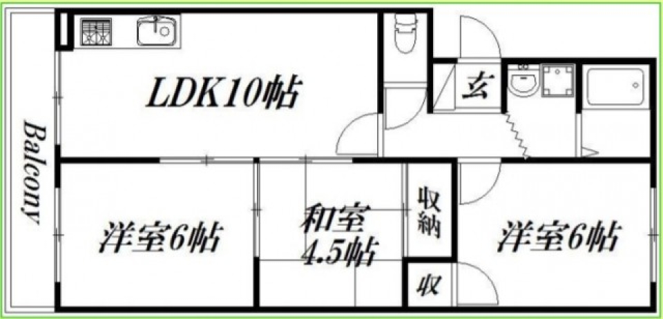 閑静なエリアの個性派３LDKの間取り図