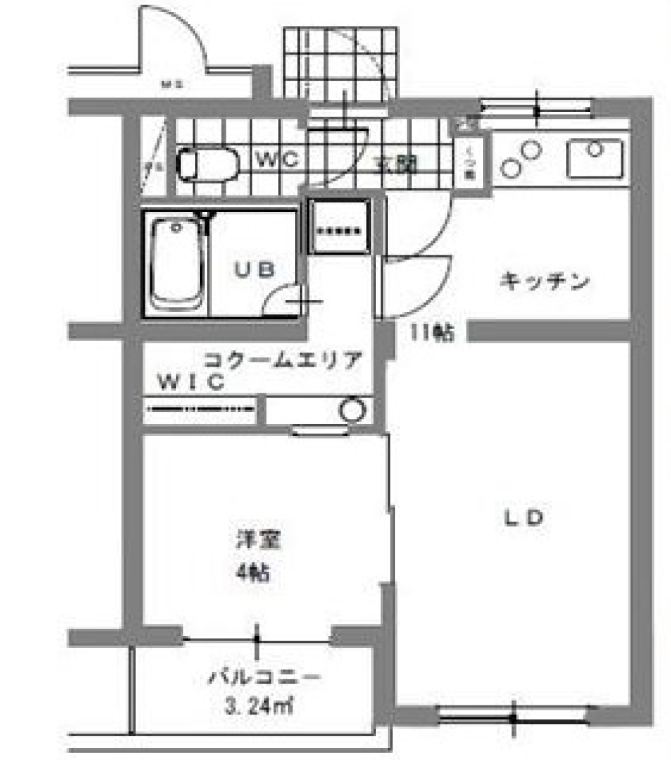 小窓がかわいい"コクーム"スペースの間取り図