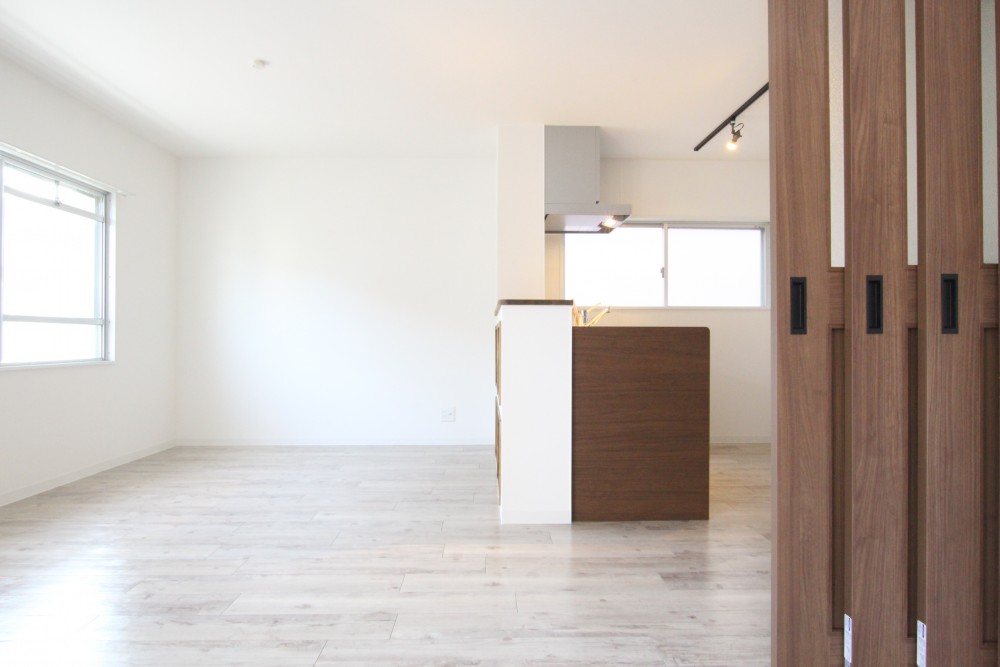 キッチン・ダイニング＆リビングスペースの大きさは1：1。