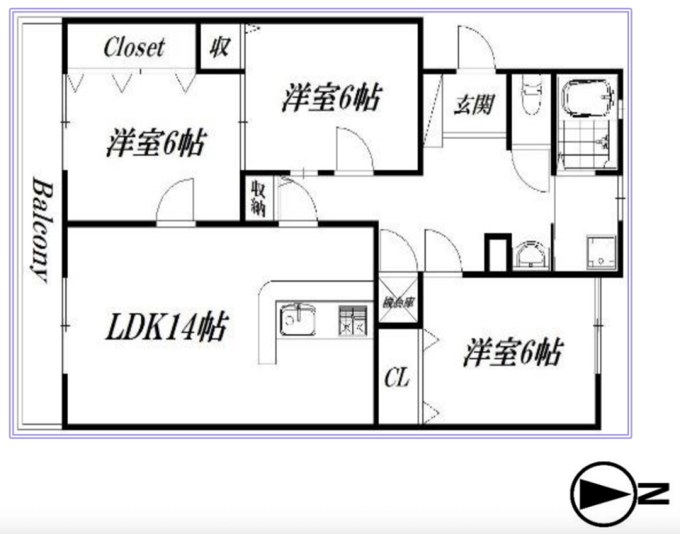 カジュアルブルックリンの間取り図