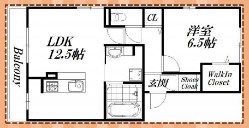 一人暮らしも安心。両親も安心。の間取り図